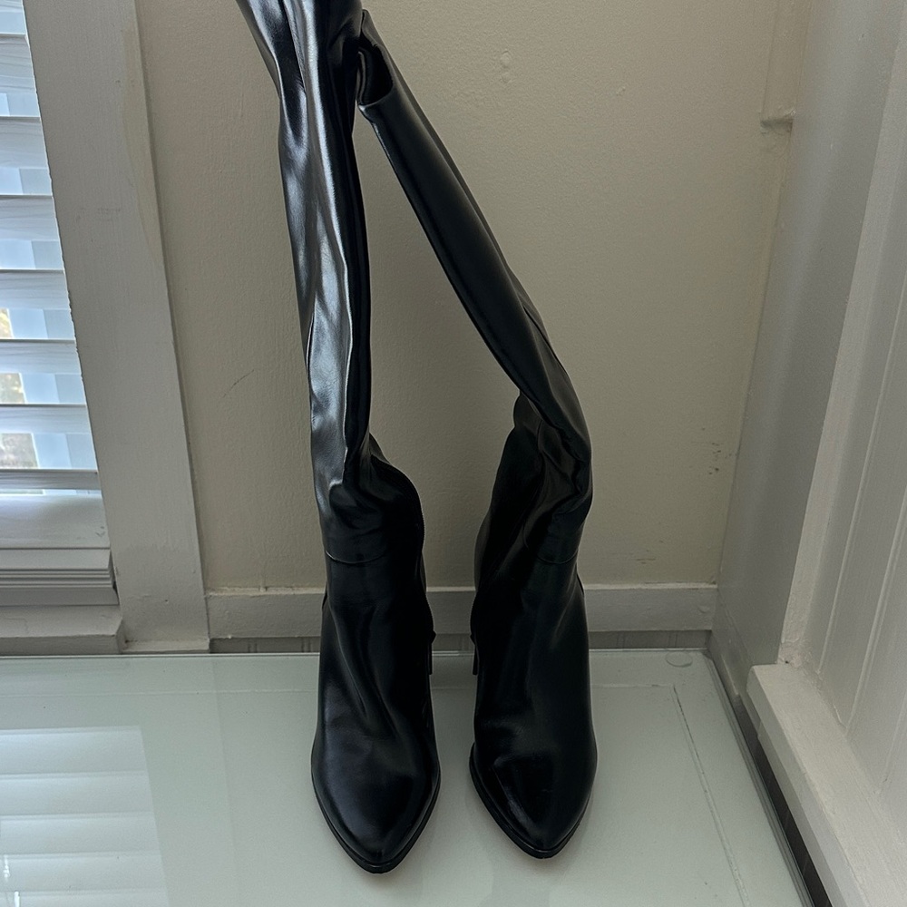 Stradivarius Black Over the Knee Boots